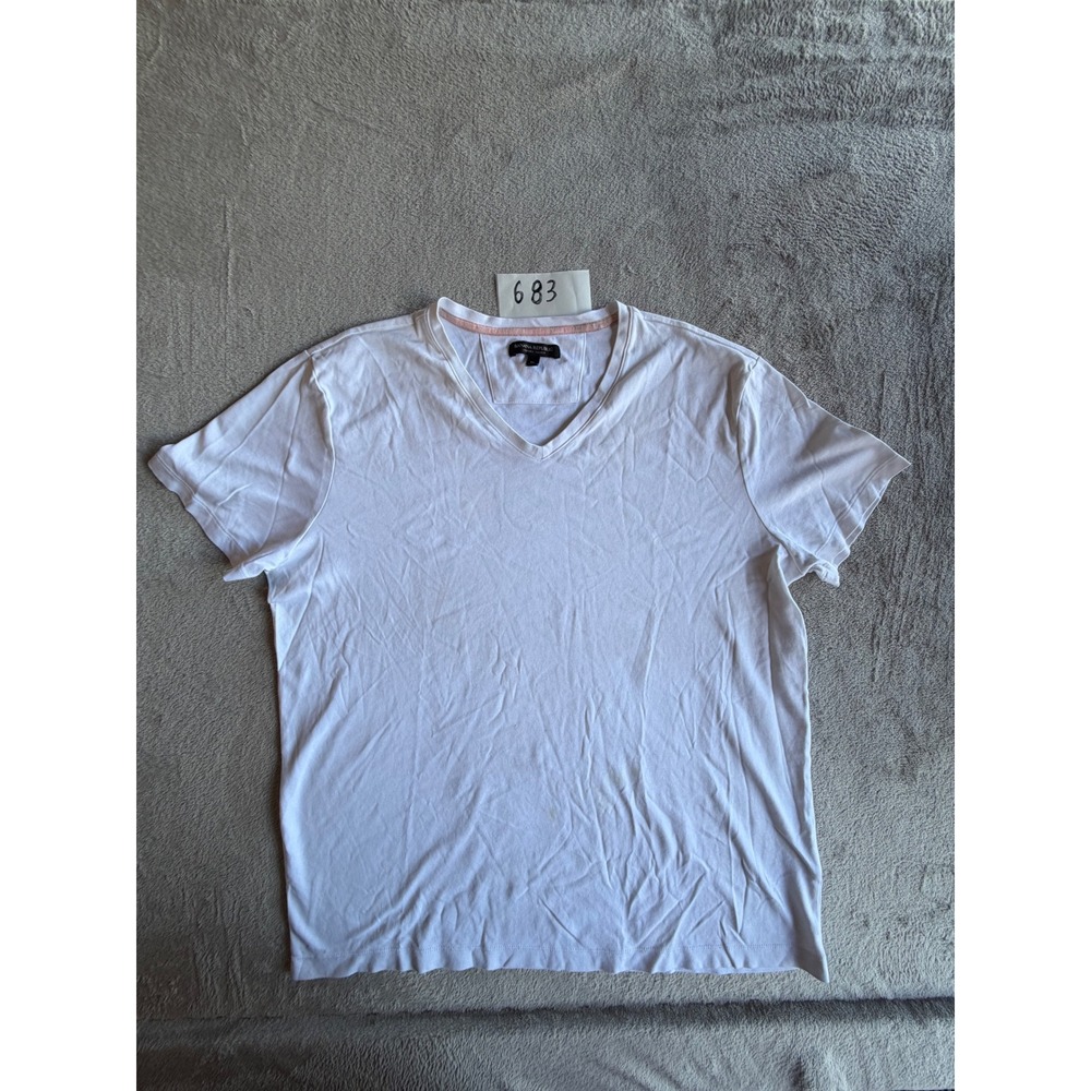 Banana Republic Luxury Touch V-Neck T-Shirt Mens XL White Cotton Tee